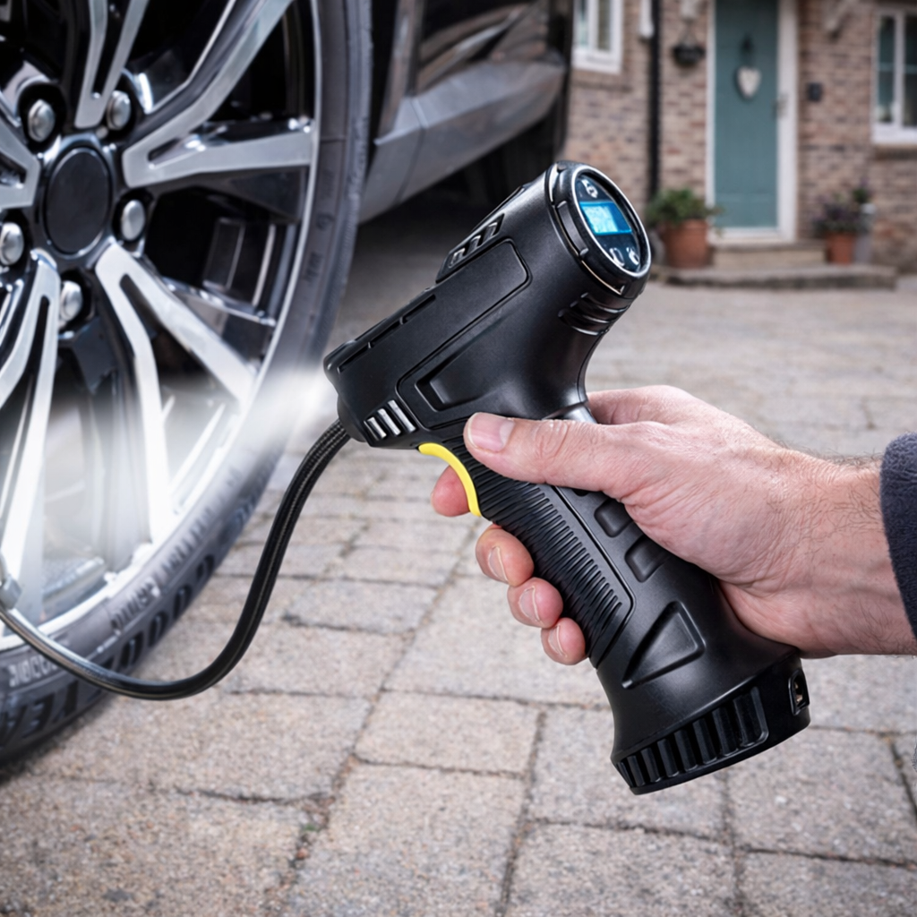 Cordless Tyre Inflator: 120W Digital Air Pump with Auto-Stop & LED