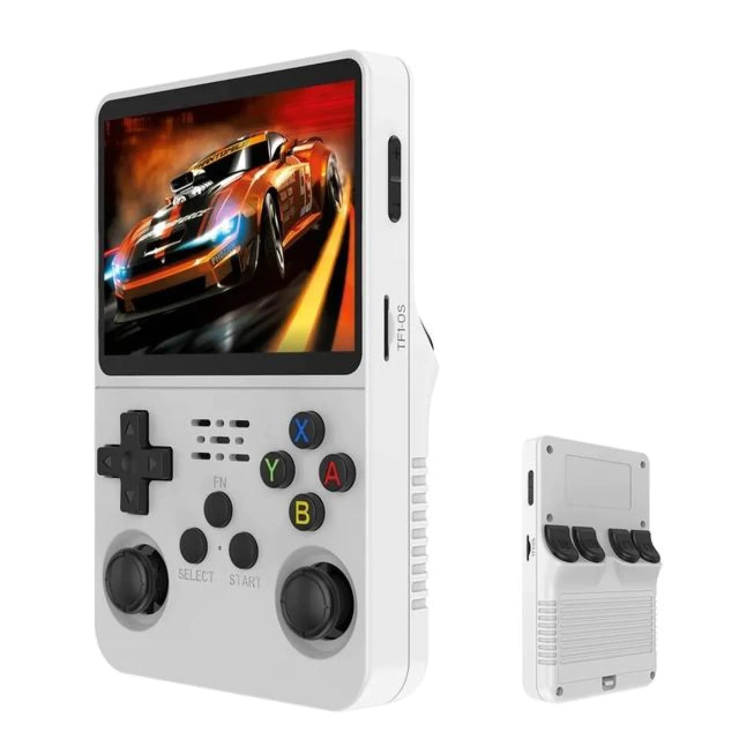 retro handheld console rear triggers close-up