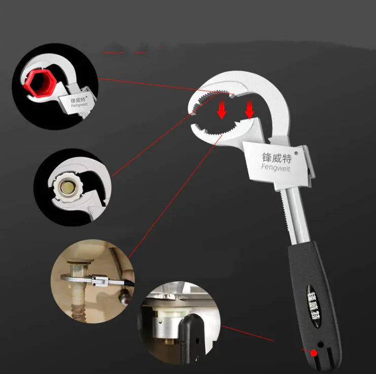 adjustable basin wrench — 30mm jaw opening close-up