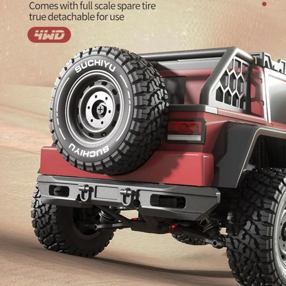 Vmax-70 Tactical 4x4 Crawler with full scale spare tire, designed for off-road adventures.