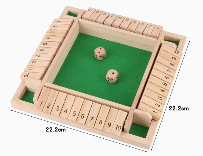 shut the box — top-down view of full board