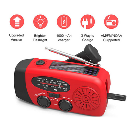Solar Hand-Crank Emergency Radio Torch & USB Charger
