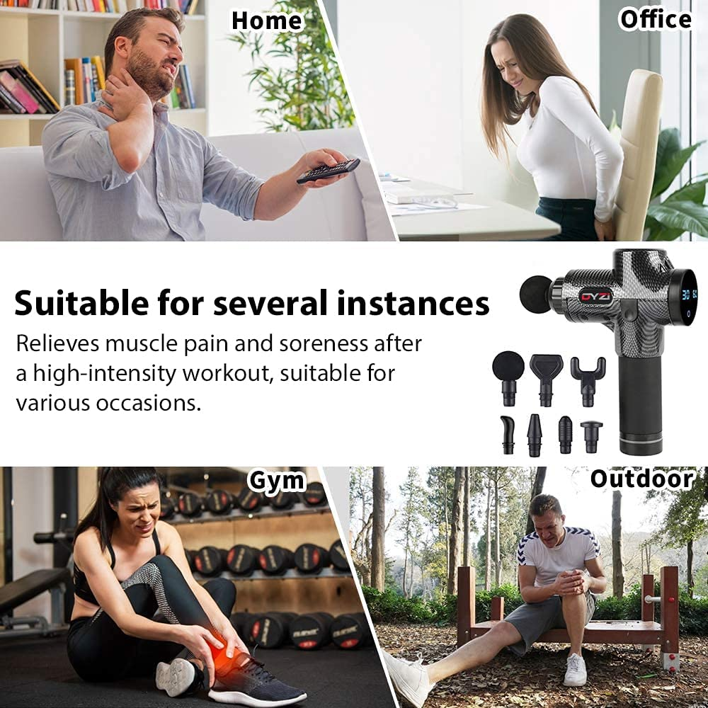 Percussion Massage Gun: 30-Speed Deep-Tissue Recovery Tool (6 Heads)