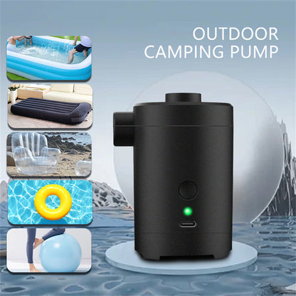 portable electric pump inflating an air mattress