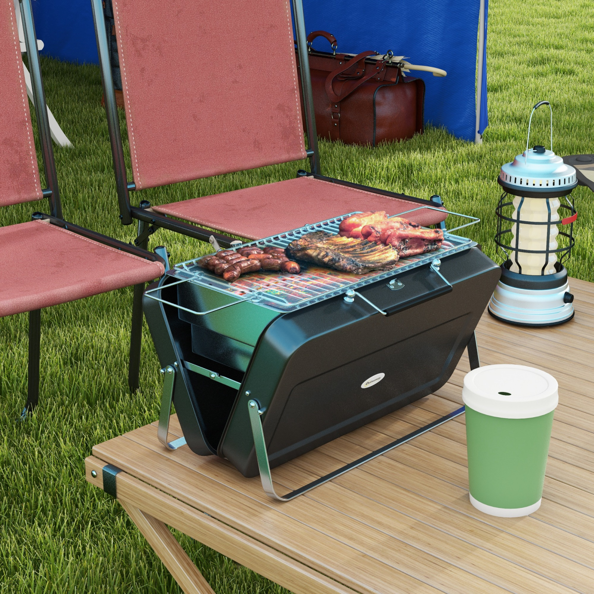 Portable Suitcase BBQ Grill — Foldable Charcoal Barbecue