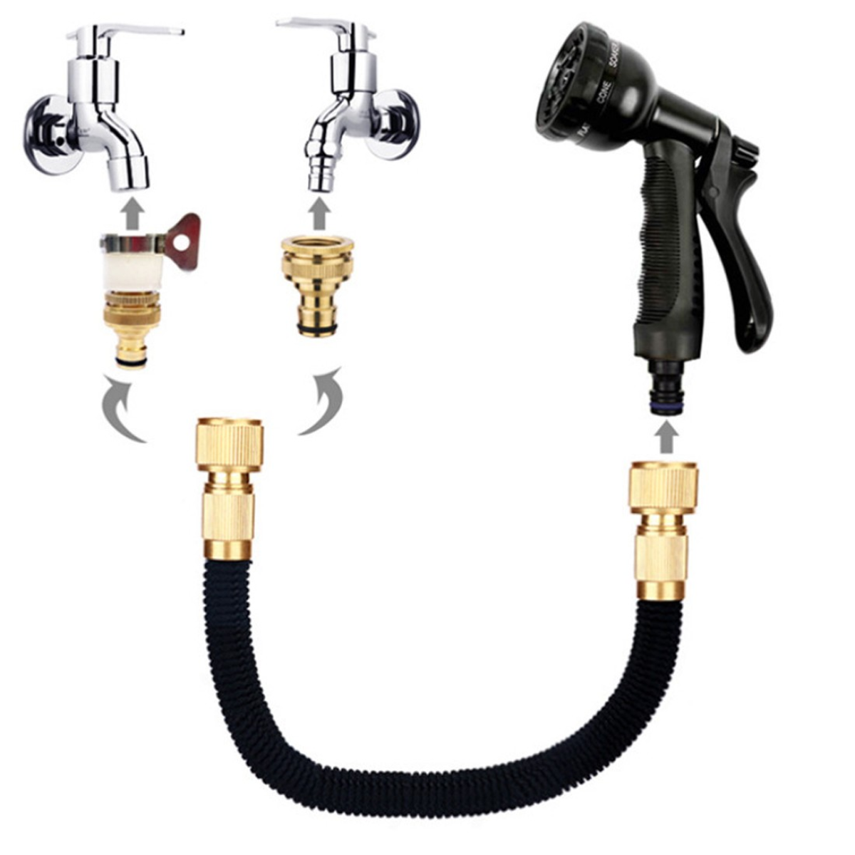 Expandable Garden Hose 50ft: No-Kink Hose Pipe with 8-Mode Spray Gun