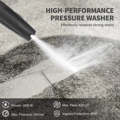 high-pressure washer cleaning a car in use