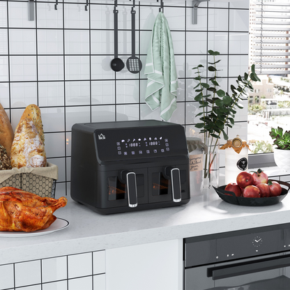 dual-zone air fryer glass viewing windows detail