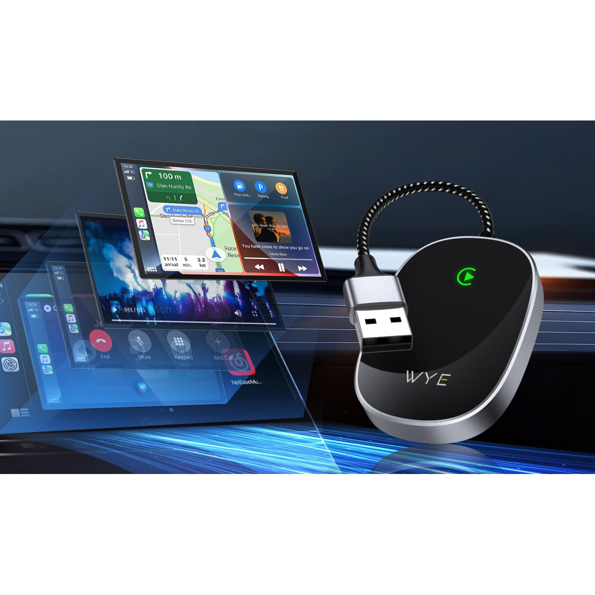 Wye Premium Wireless CarPlay Adapter (Aluminum & Glass Edition)