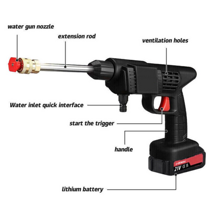 Cordless Portable Car Pressure Washer (2-Battery, 1500W) — Jet Wash Gun
