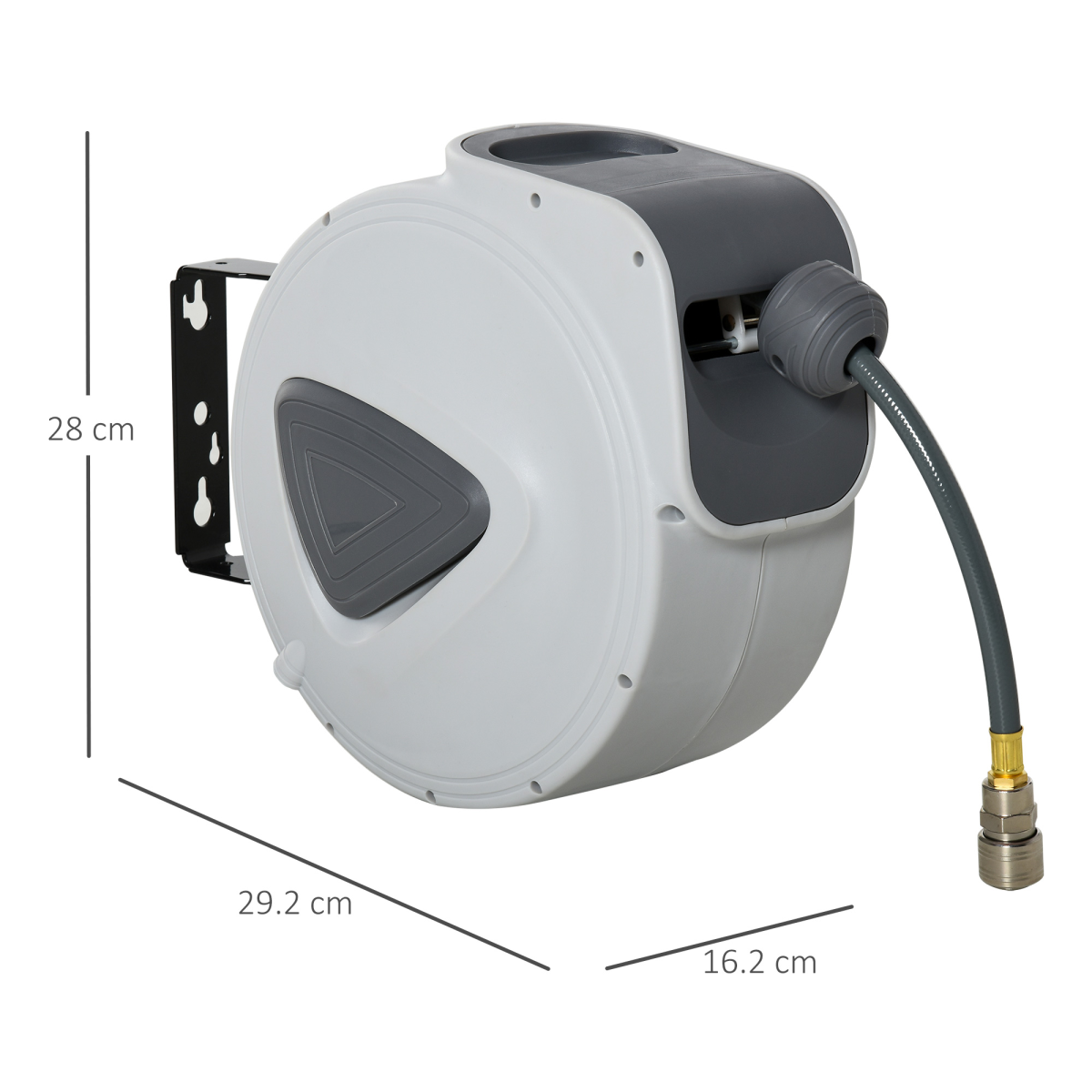 air hose reel auto-retract in use
