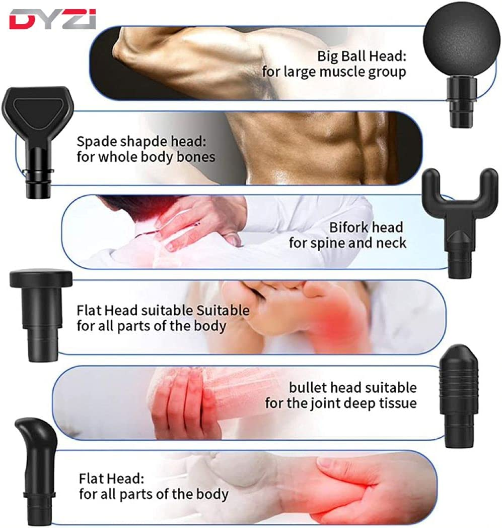 Percussion Massage Gun: 30-Speed Deep-Tissue Recovery Tool (6 Heads)