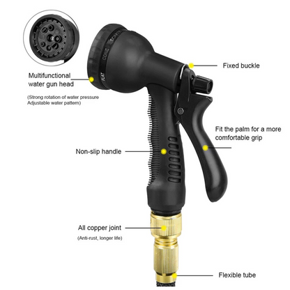 Expandable Garden Hose 50ft: No-Kink Hose Pipe with 8-Mode Spray Gun