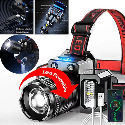 tactical led headlamp worn with adjustable headband