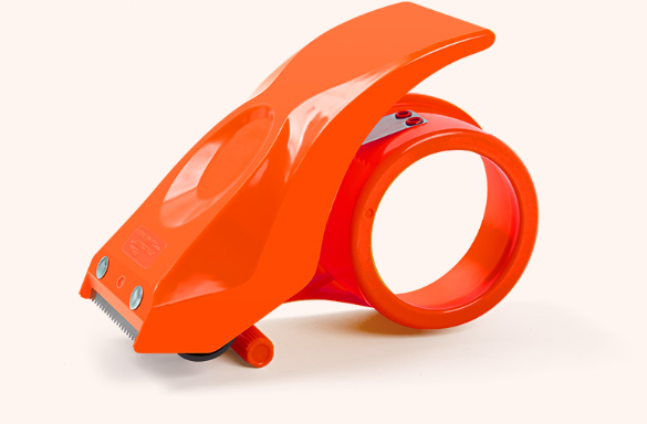 Heavy-duty packing tape gun dispenser in orange - main view