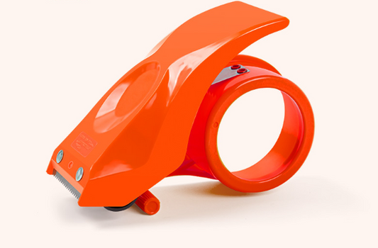 Heavy-duty packing tape gun dispenser in orange - main view