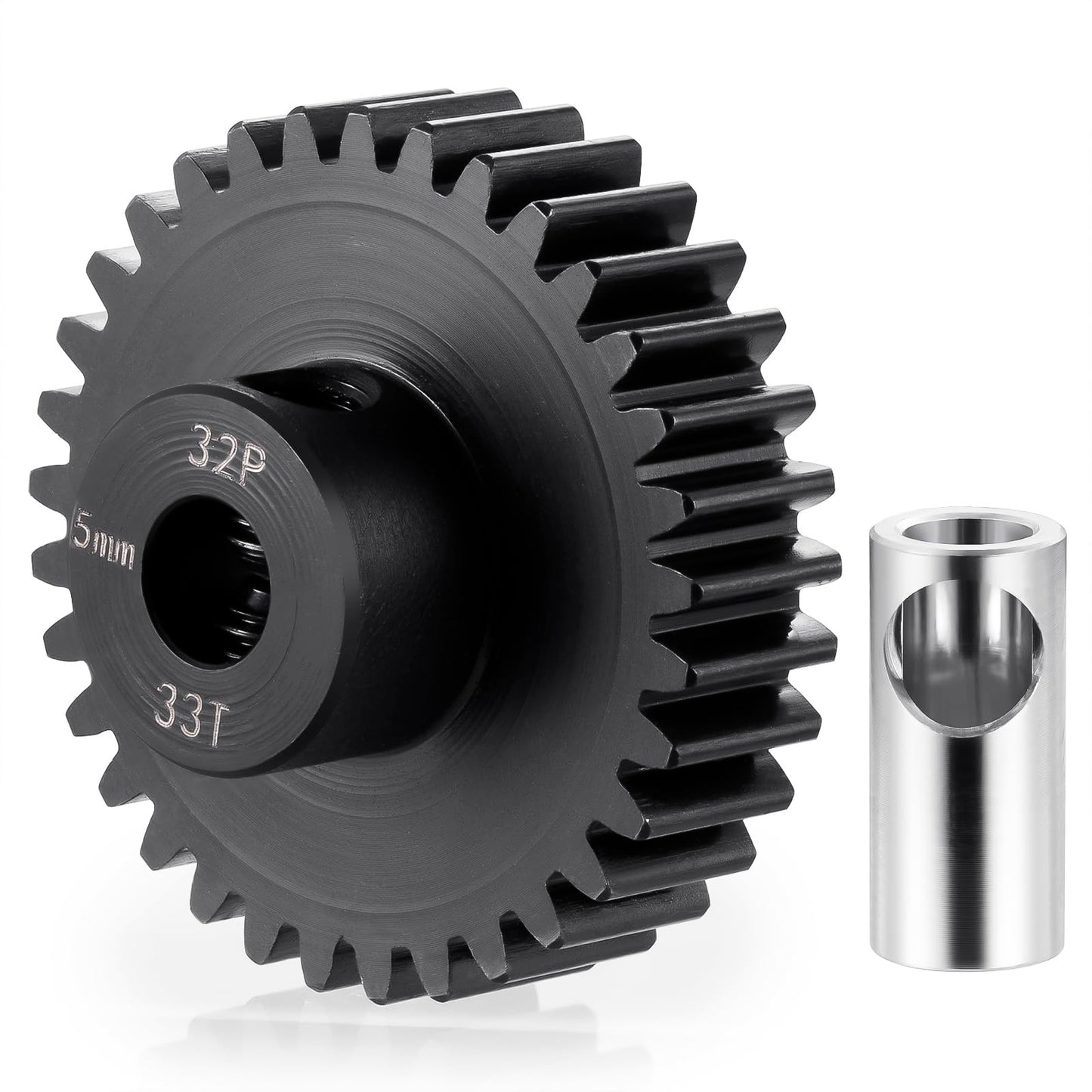 BRKRC Steel 32P 5mm Pinion Gear 25T 26T 28T 29T 30T 31T 32T 33T 34T 35T 36T 37T 38T Motor Gears for 1/10 1/8 RC Car Parts (33T)