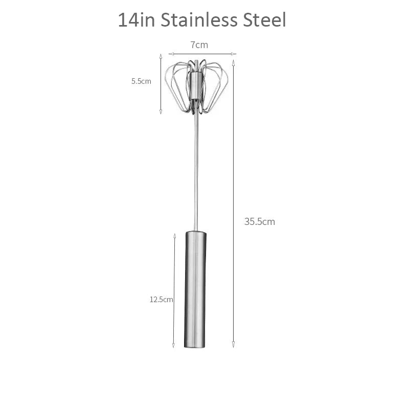 All-Stainless Steel Egg Whisk, Semi-Automatic, 304