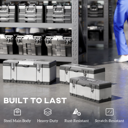 steel tool box set removable tote tray inside