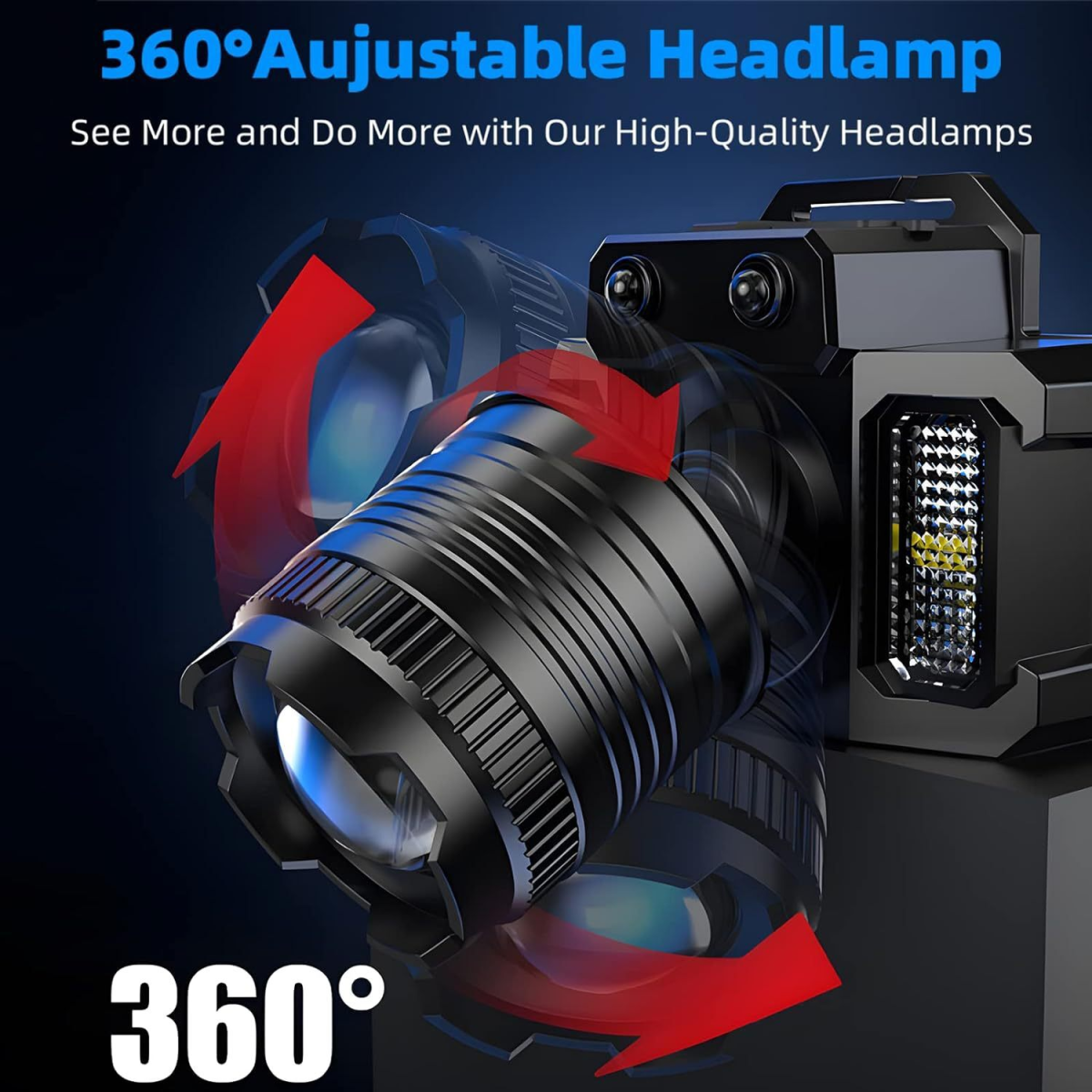 tactical led headlamp USB-C charging port close-up