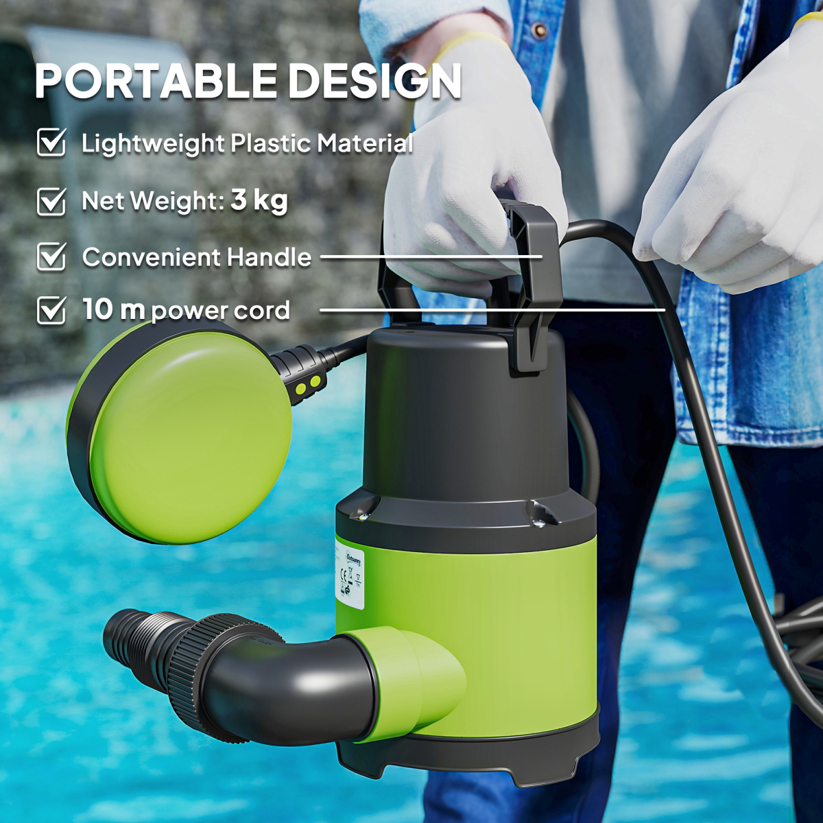 400W Heavy-Duty Submersible Water Pump (9000L/H)