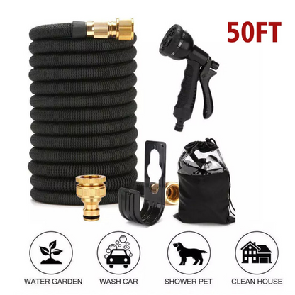 Expandable Garden Hose 50ft: No-Kink Hose Pipe with 8-Mode Spray Gun