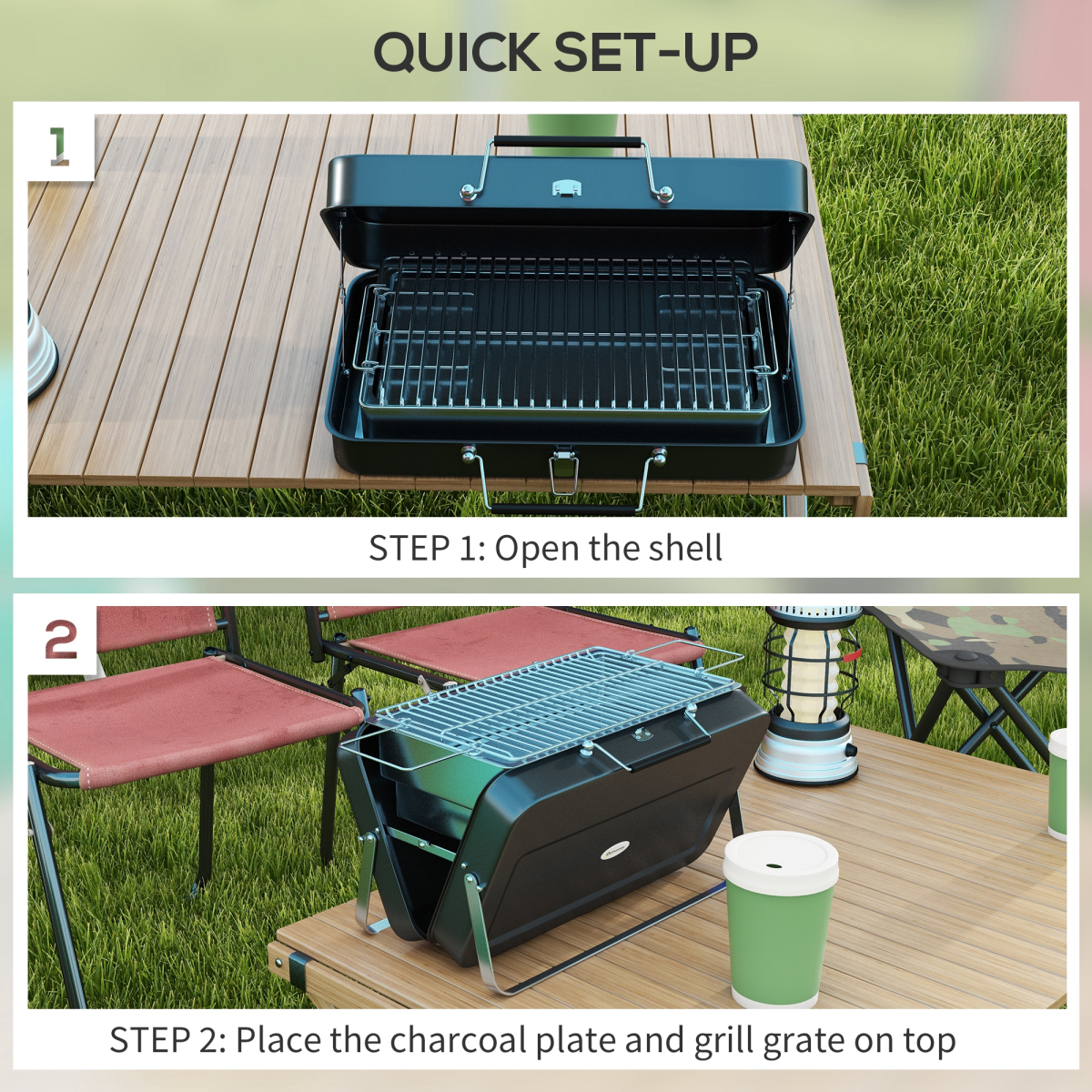 Portable Suitcase BBQ Grill — Foldable Charcoal Barbecue