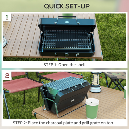 Portable Suitcase BBQ Grill — Foldable Charcoal Barbecue