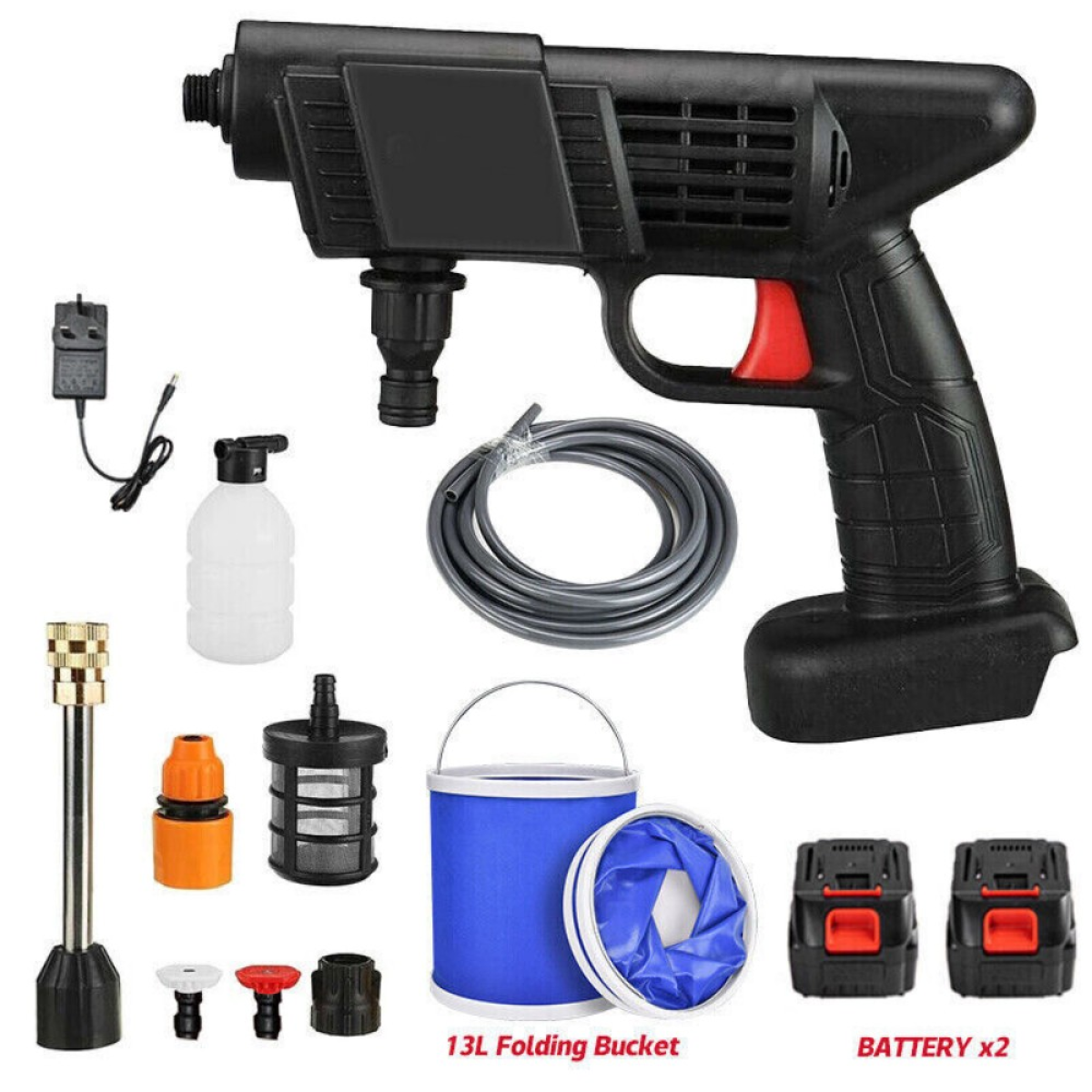 Cordless Portable Car Pressure Washer (2-Battery, 1500W) — Jet Wash Gun