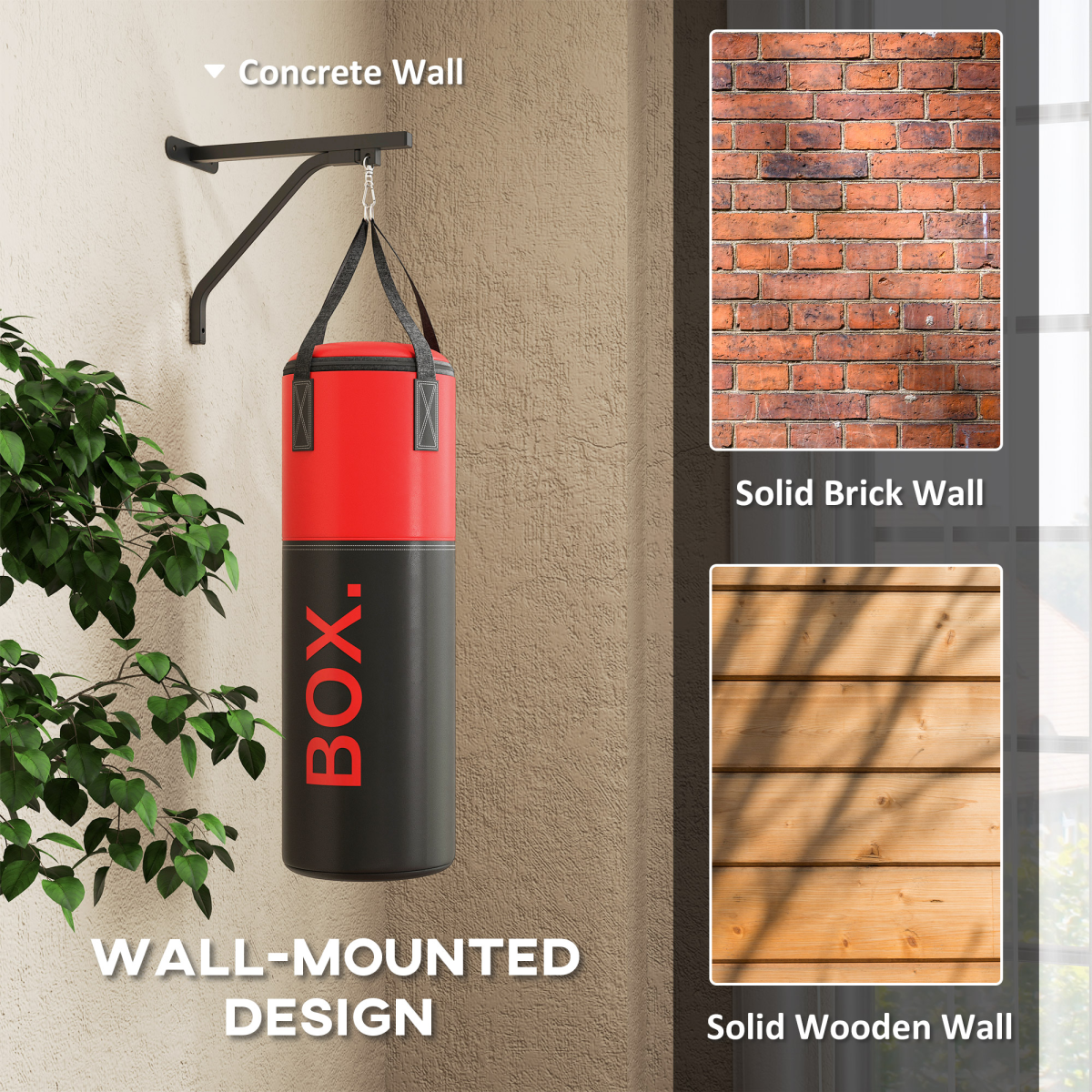 Wall-mounted striking rig gloves and hand wraps included