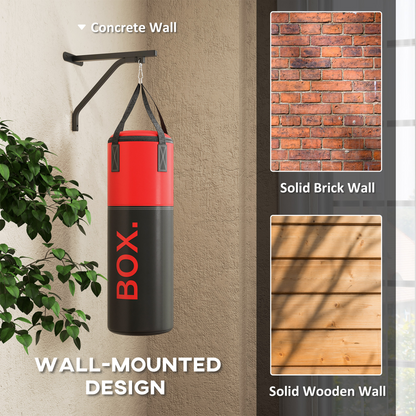 Wall-mounted striking rig gloves and hand wraps included