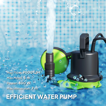 400W Heavy-Duty Submersible Water Pump (9000L/H)