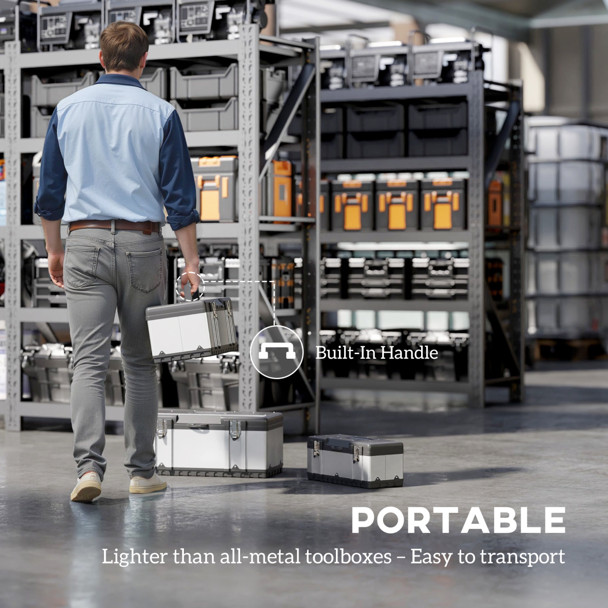 steel tool box set in use in workshop