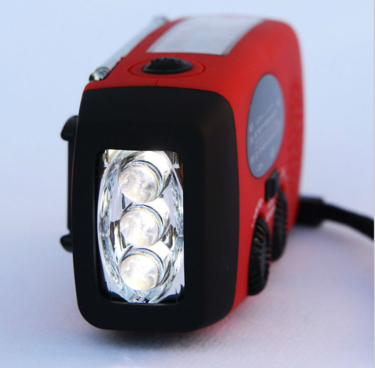Solar Hand-Crank Emergency Radio Torch & USB Charger