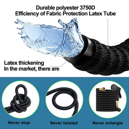 Expandable Garden Hose 50ft: No-Kink Hose Pipe with 8-Mode Spray Gun