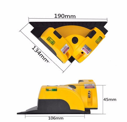 90 degree laser level projecting right-angle lines on floor