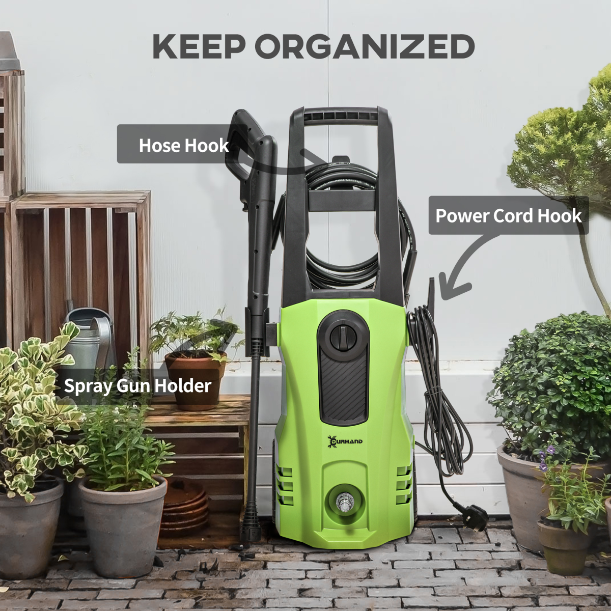 DURHAND 1800W High-Pressure Washer System (150 Bar)
