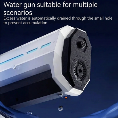 Close-up of the Mk-1 Electric Hydro Blaster showcasing its water drainage feature for optimal performance.