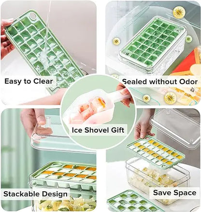 Mini Ice Cube Trays with Lid and Bin - 60 Pieces