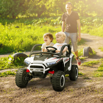 24V Ride On Truck - Children enjoying a sunny ride on the grass.
