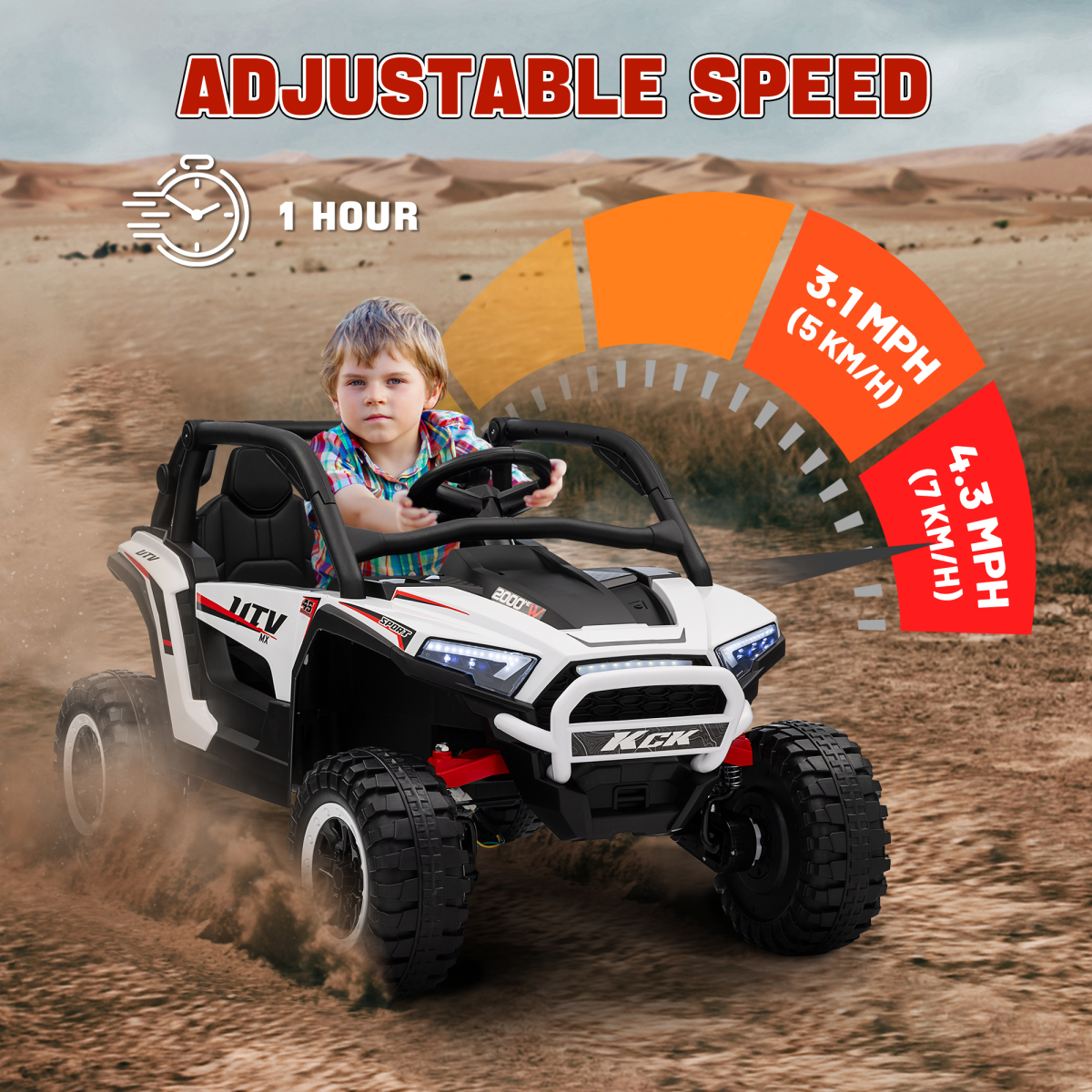 24V Ride On Truck featuring adjustable speed settings for off-road driving.png