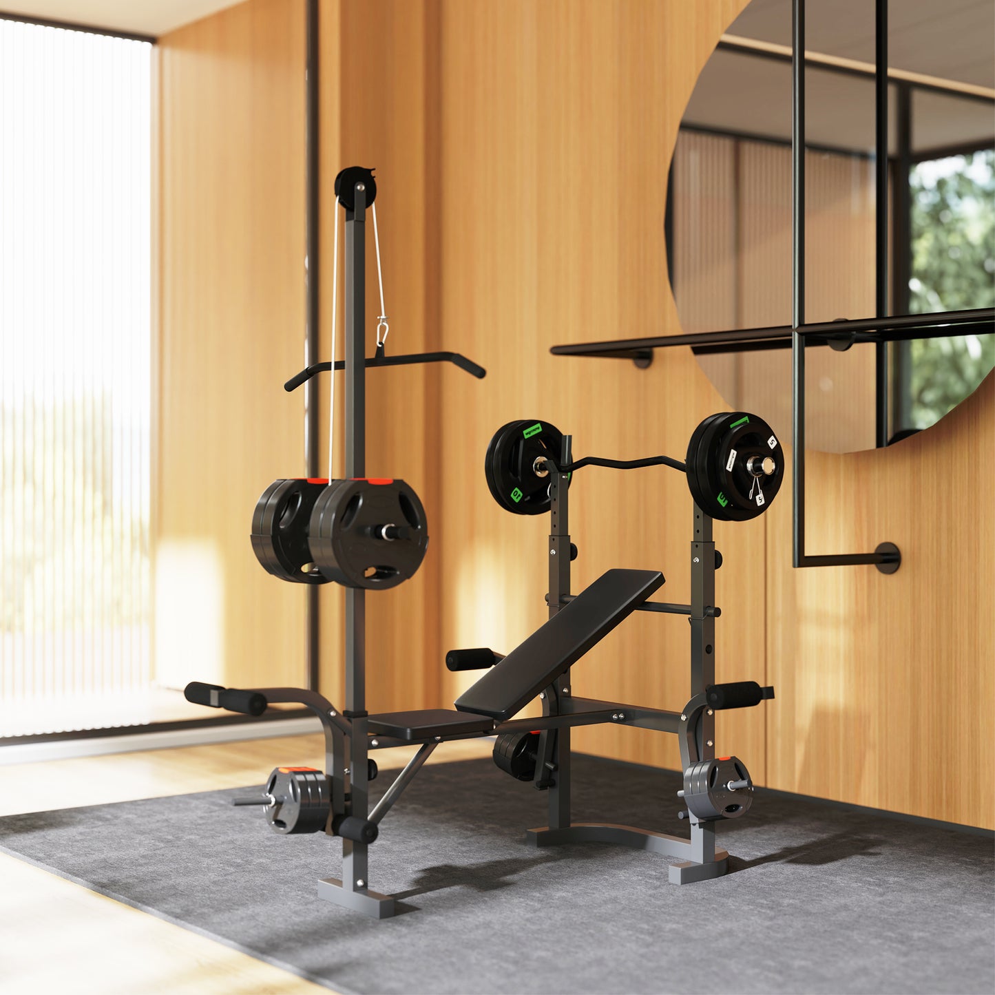 Multi-station press adjustable bench detail