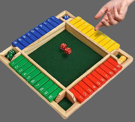 shut the box — 4-player wooden game board front view