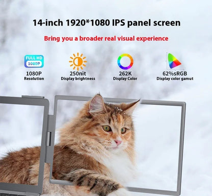 Dual-Screen 14-Inch Portable Monitor