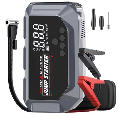 Digital tyre inflator gauge on the 3-in-1 car jump starter