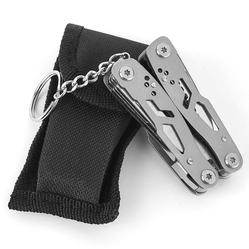 Keychain multitool 3CR13 steel folding edge close-up