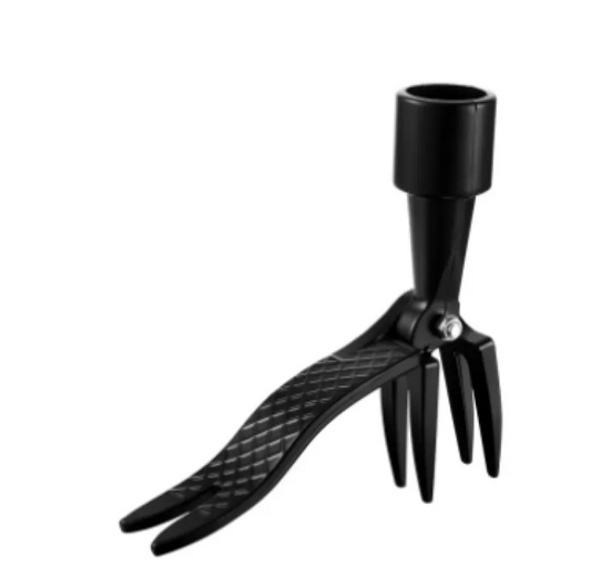 Stand-up weeder & root remover tool claw head extracting a dandelion