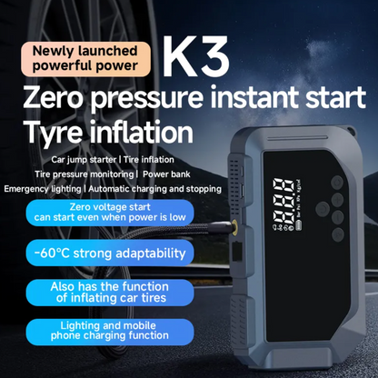 3-in-1 Car Jump Starter, Air Compressor & Tyre Inflator — 12V, 150PSI