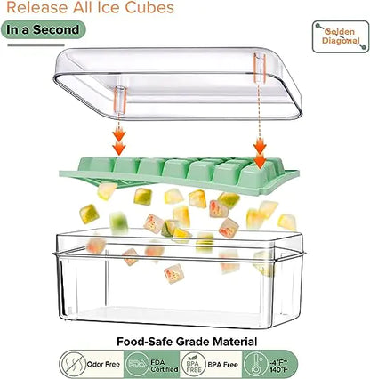 Mini Ice Cube Trays with Lid and Bin - 60 Pieces