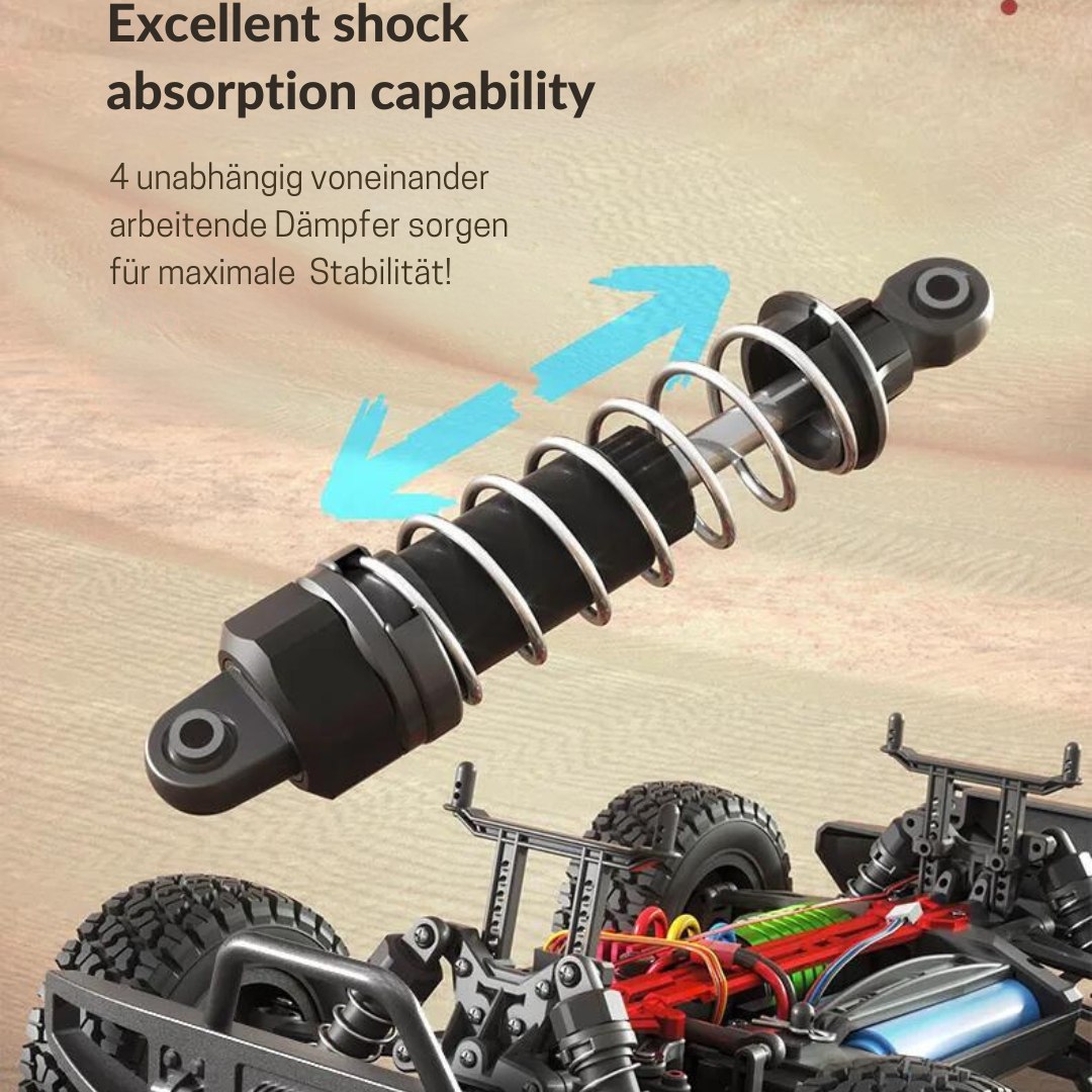 Vmax-70 Tactical 4x4 Crawler showcasing excellent shock absorption capability with independent dampers.